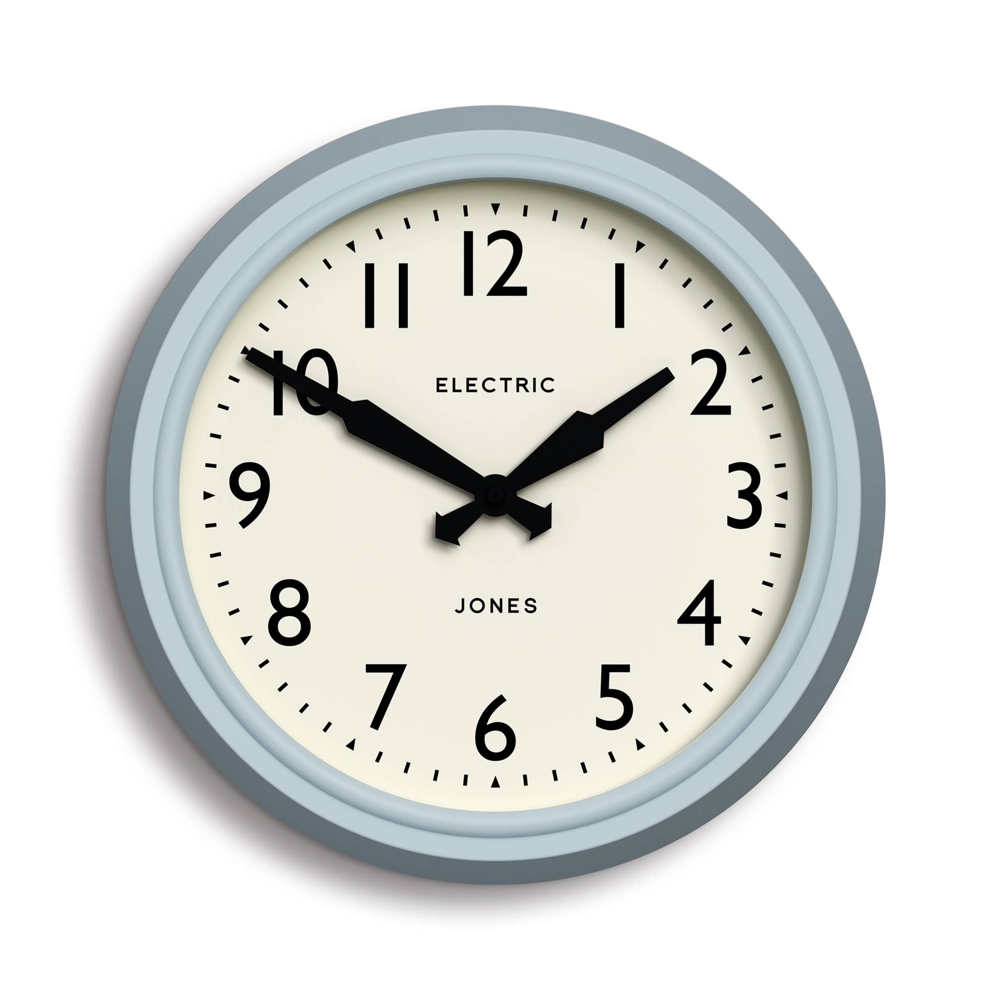 Jones Telecom wall clock in clear blue 27cm – Jones Clocks