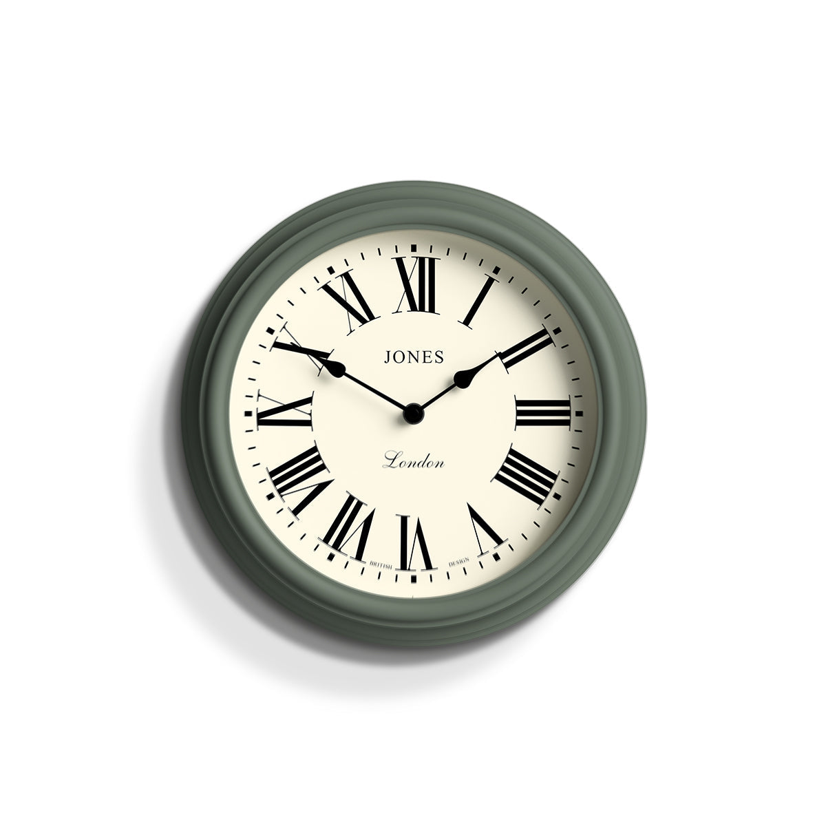 Jones Roman Numeral Wall Clock in Green Jones Clocks