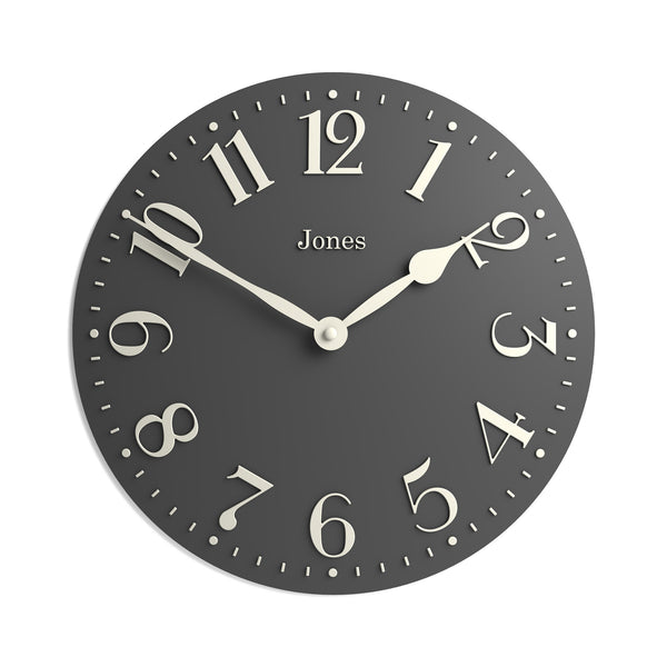 Jones Betty convex wall clock in blizzard grey 30cm