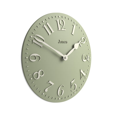 Jones Betty convex wall clock in sage green 30cm