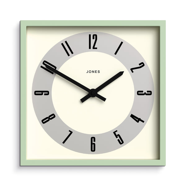 Jones Box wall clock in mint green 25cm