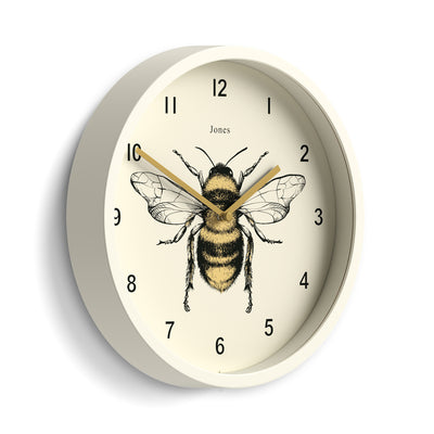 Jones Bee wall clock in pale cream 25cm