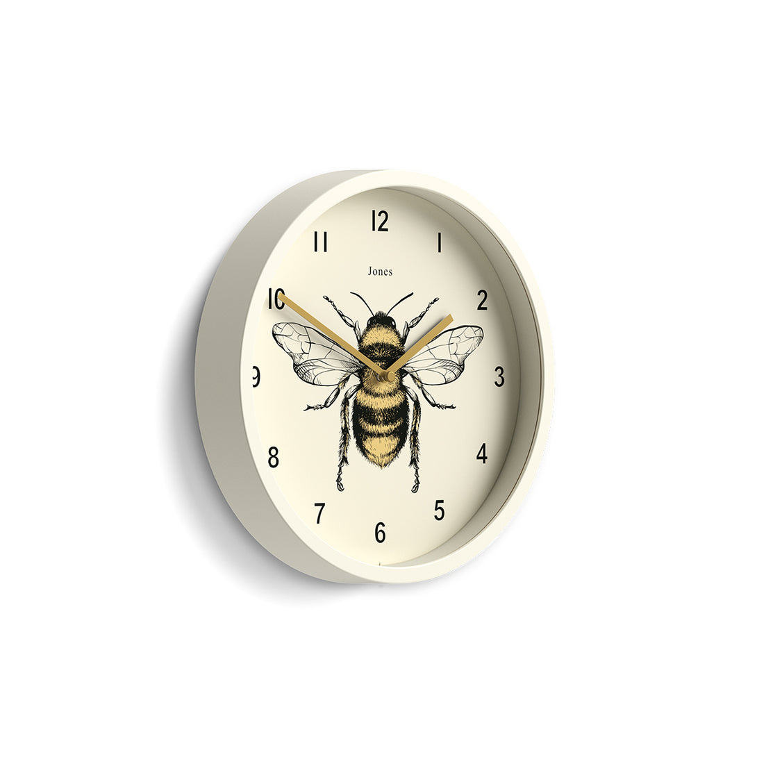 Bee Clock Vector Jones Bee wall clock in pale cream 25cm – Jones Clocks