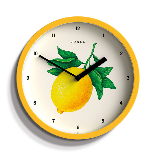 Jones Lemon wall clock in citrus yellow 20cm