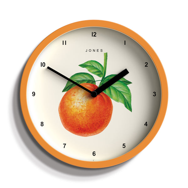 Jones Orange wall clock in fizzy orange 20cm