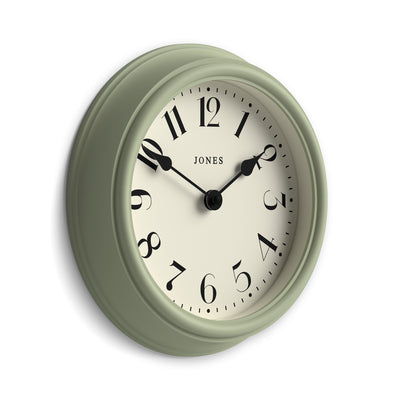 Jones Frieze wall clock in sage green 23cm