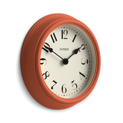Jones Frieze wall clock in terracotta orange 23cm