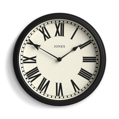 Jones Hackney wall clock in black 30cm
