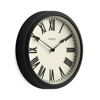 Jones Hackney wall clock in black 30cm