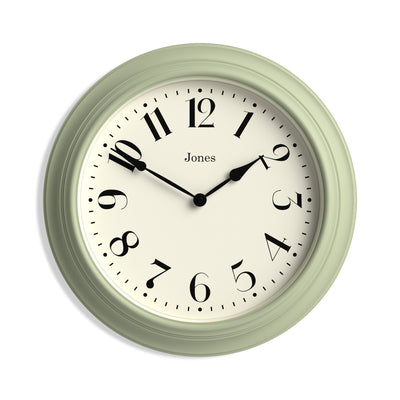 Jones Fenchurch wall clock in sage green 40cm