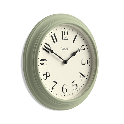 Jones Fenchurch wall clock in sage green 40cm