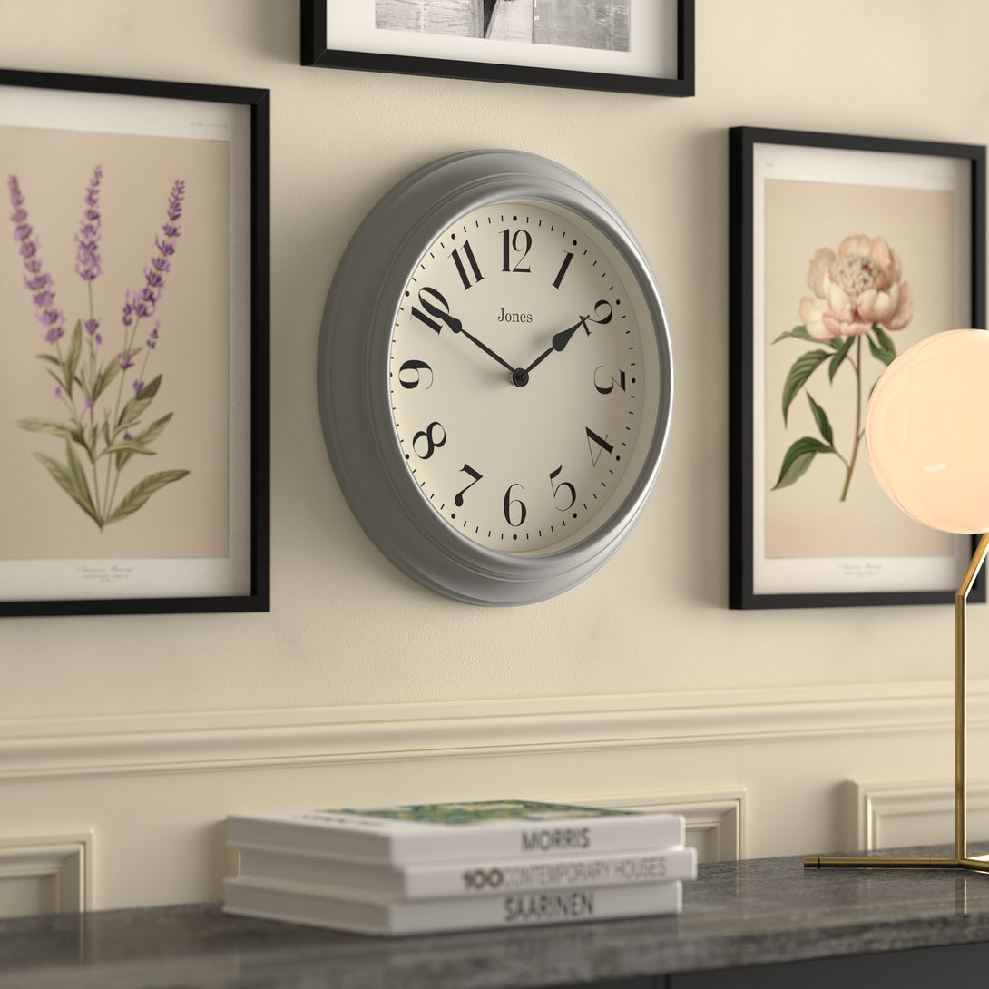 Jones Clock Design Jones Fenchurch wall clock in posh grey 40cm – Jones Clocks