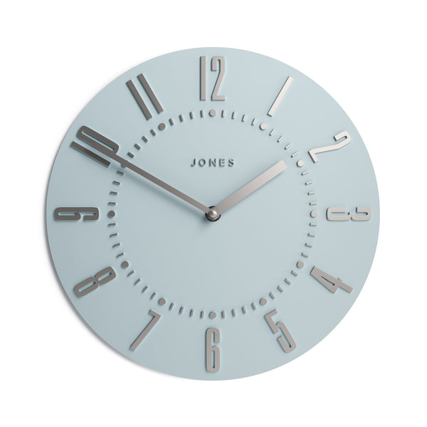 Jones Juke convex wall clock in clear blue 30cm