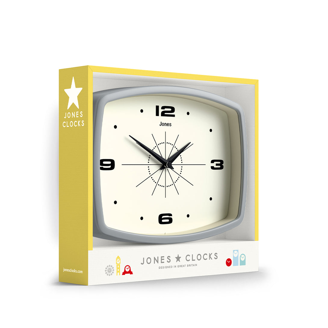 Jones Clock Design Jones Movie wall clock in grey 25cm – Jones Clocks