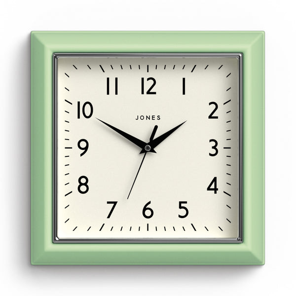 Jones Mustard wall clock in mint green 25cm