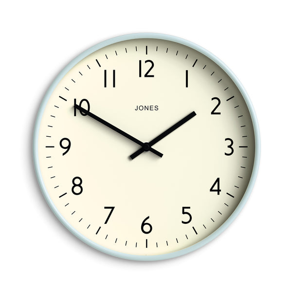 Jones Studio wall clock in pale blue 30cm