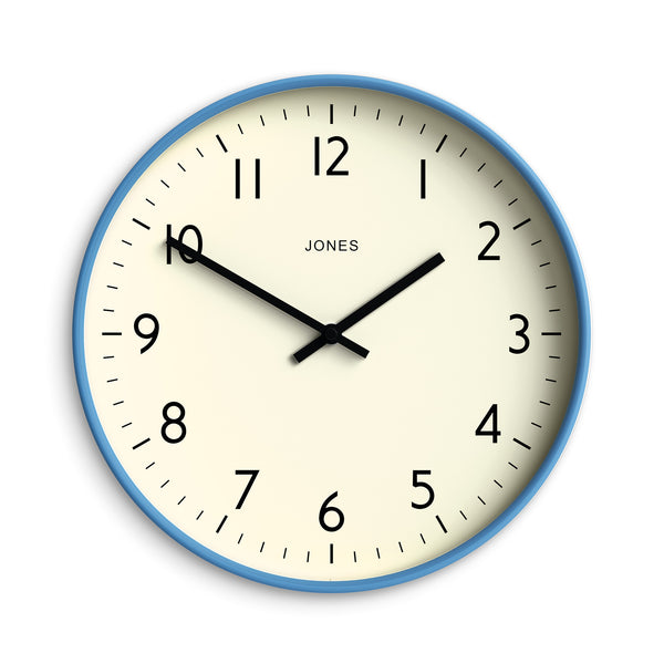 Jones Studio wall clock in mid blue 30cm