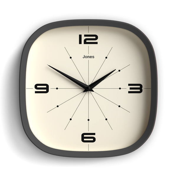 Jones Pulsar wall clock in blizzard grey 25cm