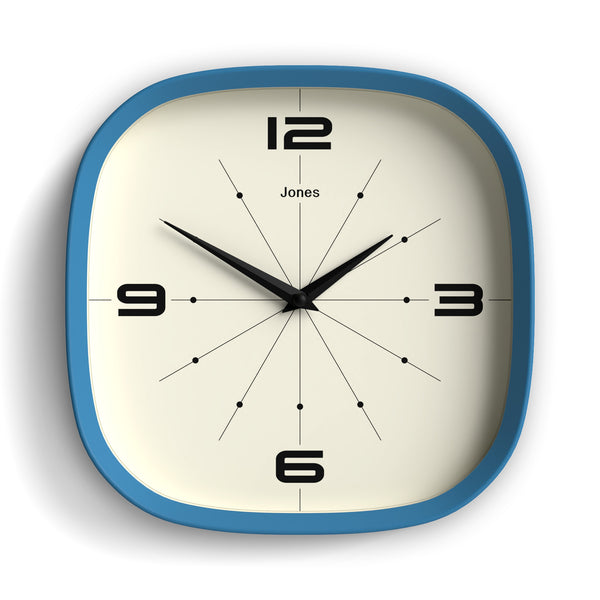 Jones Pulsar wall clock in mid blue 25cm