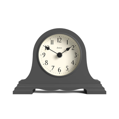 Jones Speakeasy mantel clock in blizzard grey