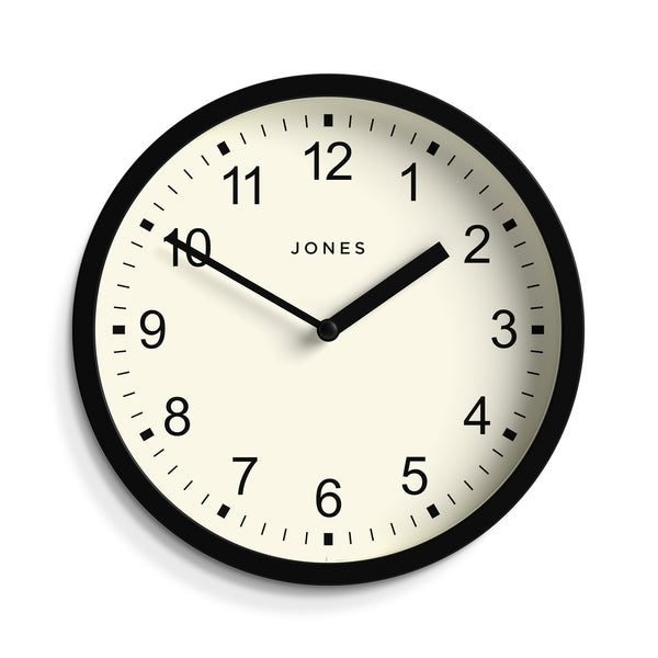 Jones Spin wall clock in black 20cm