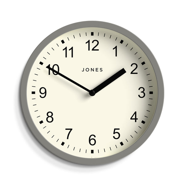 Jones Spin wall clock in light grey 20cm