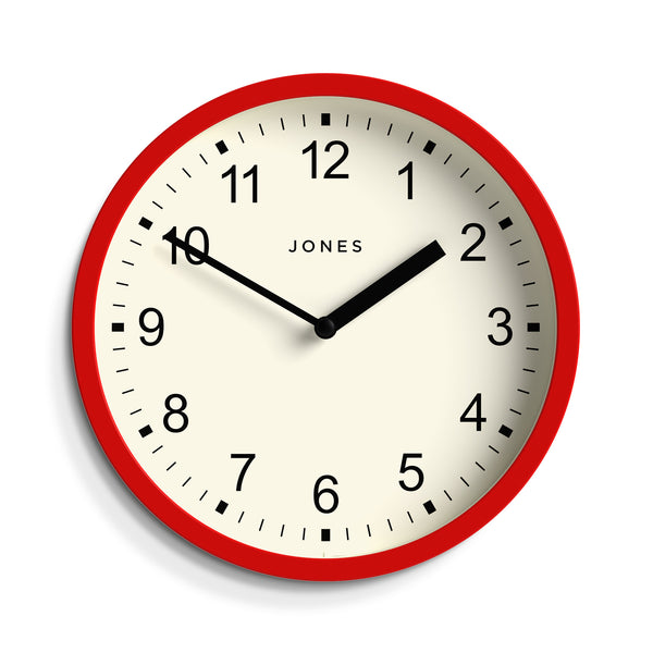 Jones Spin wall clock in red 20cm