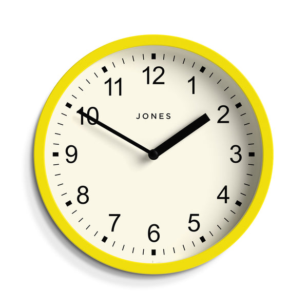 Jones Spin wall clock in yellow 20cm