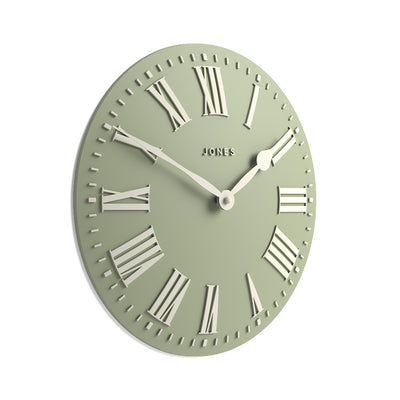 Jones Strand convex wall clock in sage green 30cm