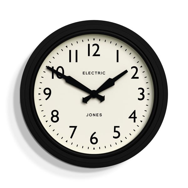 Jones Telecom wall clock in black 27cm