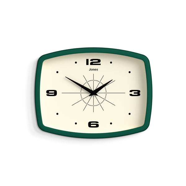 Jones Movie wall clock in eden green 25cm