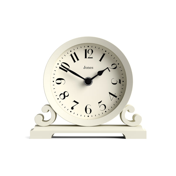 Jones Saloon mantel clock in linen white