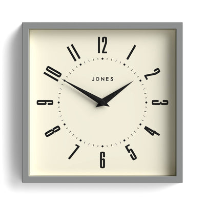 Jones Box wall clock in grey 25cm