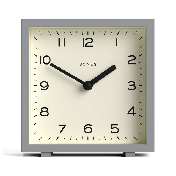 Jones Disco mantel clock in grey