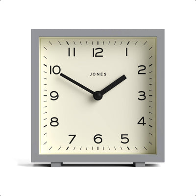 Jones Disco mantel clock in grey