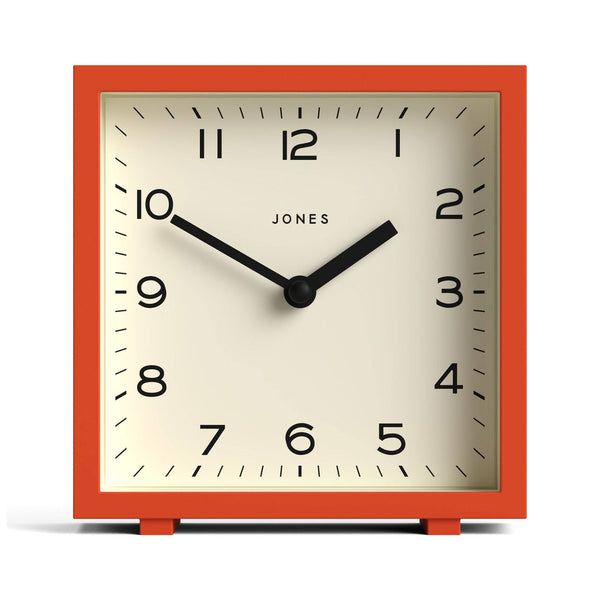 Jones Disco mantel clock in pumpkin orange