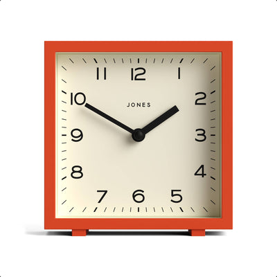 Jones Disco mantel clock in pumpkin orange
