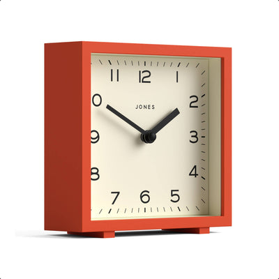 Jones Disco mantel clock in pumpkin orange