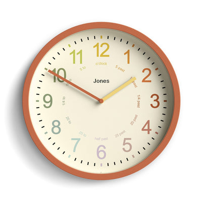 Jones Kids wall clock in terracotta orange 25cm