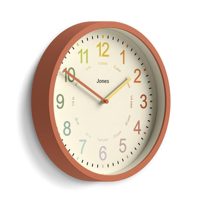 Jones Kids wall clock in terracotta orange 25cm