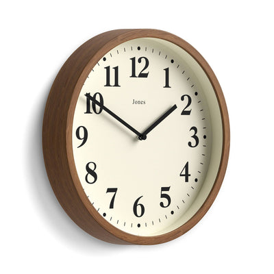 Jones Lodge wall clock in dark faux wood 25cm