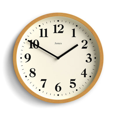 Jones Lodge wall clock in medium faux wood 25cm