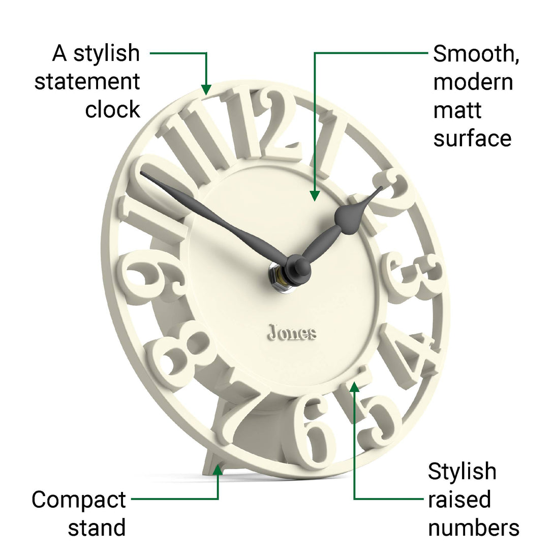 Jones Ealing mantel clock in pale cream – Jones Clocks