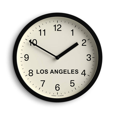 Jones Time Zone Los Angeles wall clock in black 20cm