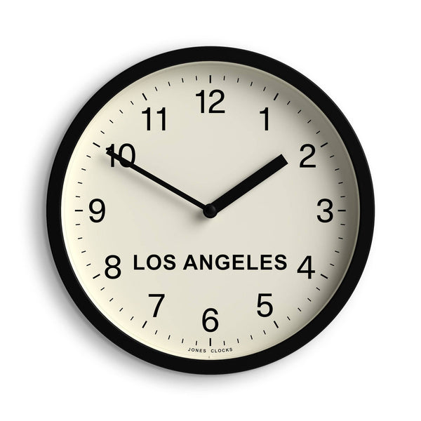 Jones time zone Los Angeles wall clock in black 20cm