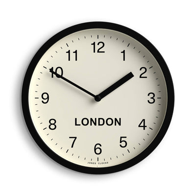 Jones Time Zone London wall clock in black 20cm