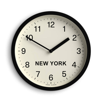 Jones Time Zone New York wall clock in black 20cm