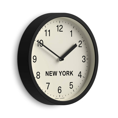 Jones Time Zone New York wall clock in black 20cm