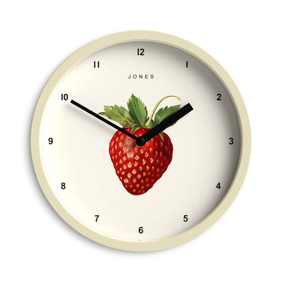 Jones Strawberry wall clock in cream 20cm
