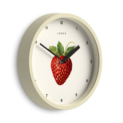 Jones Strawberry wall clock in cream 20cm